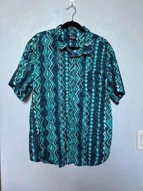 Billabong Sundays Vacay Green Button Up Size XL